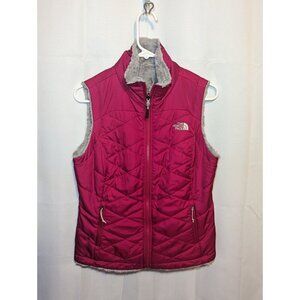 The North Face Mossbud Swirl Reversible Zip Up VEST Womens Small Pink & Gray